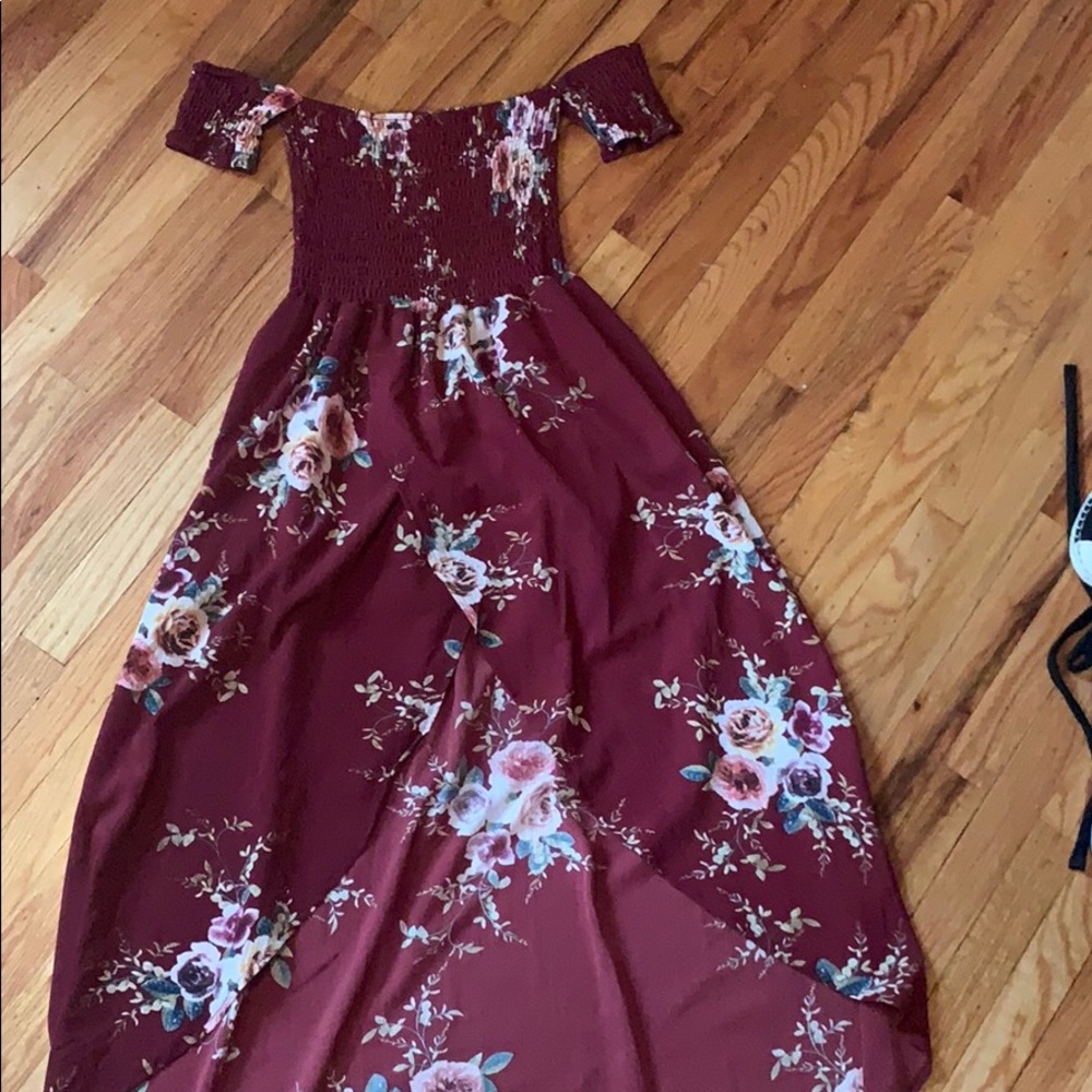 High low off shoulder dress